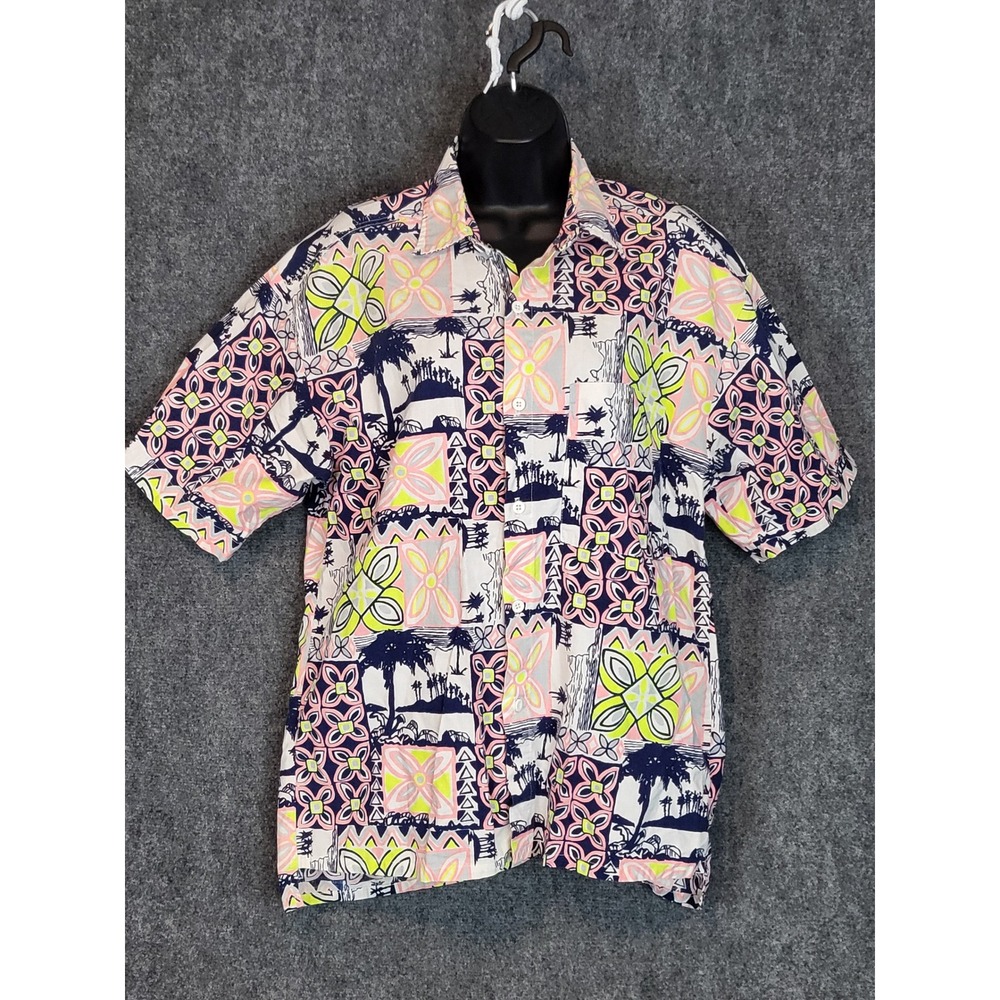 Brittania Men's Short Sleeve Button Up Shirt Palm Tree Print Casual Sz L‎ Resort